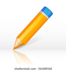 Highly detailed orange pencil isolated on white background. Vector illustration.