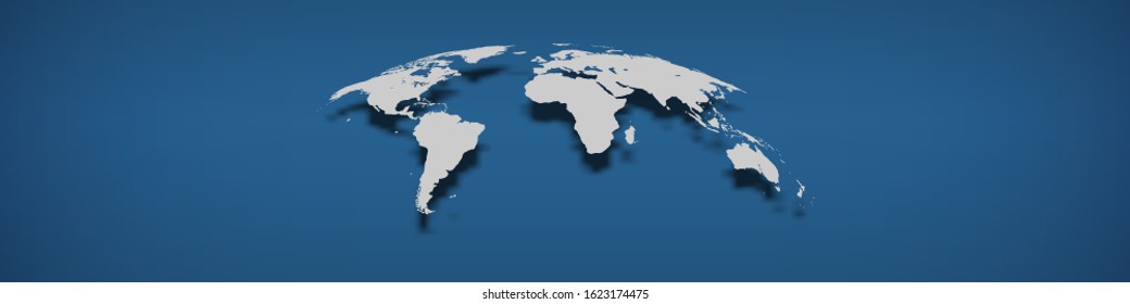 Highly detailed and organized world map on modern classic blue background. World map for web site, design, cover, iconographics. Vector world map illustration.