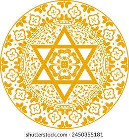 Highly detailed ornamental golden mandala