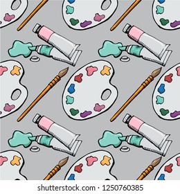 Highly detailed painter seamless pattern 1