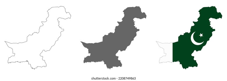Highly detailed Pakistan map with borders isolated on background