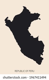 Highly detailed Peru map with borders isolated on background