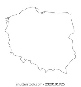Highly detailed Poland map with borders isolated on background