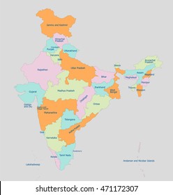 Highly Detailed Political India Map