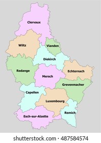 Highly detailed political Luxembourg map 