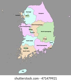 Sehr detaillierte politische Südkoreakarte