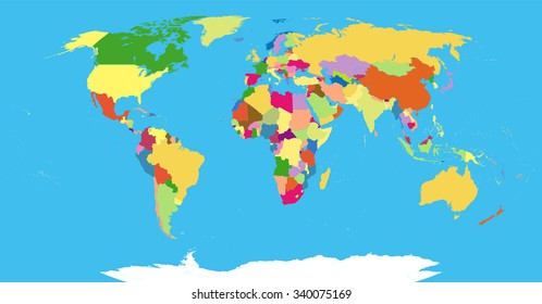 Highly Detailed Political World Map Blind.All elements are separated in editable layers clearly labeled.