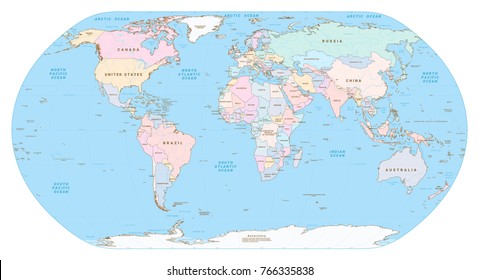 Highly detailed political World map. All elements are separated in editable group clearly labeled. And also includes EPS 10 vector