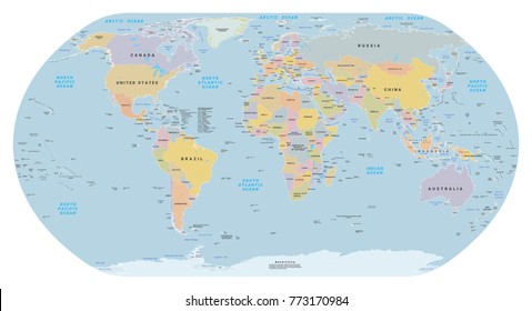 Highly detailed political World map. All elements are separated in editable layer clearly labeled. And also includes EPS 10 vector