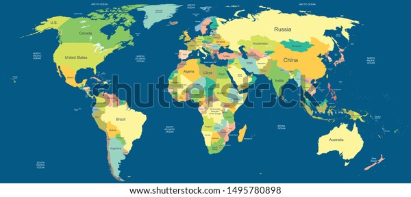 Highly Detailed Political World Map On Stock Vector (Royalty Free ...