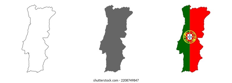 Highly Detailed Portugal Map Borders Isolated Stock Vector (Royalty ...