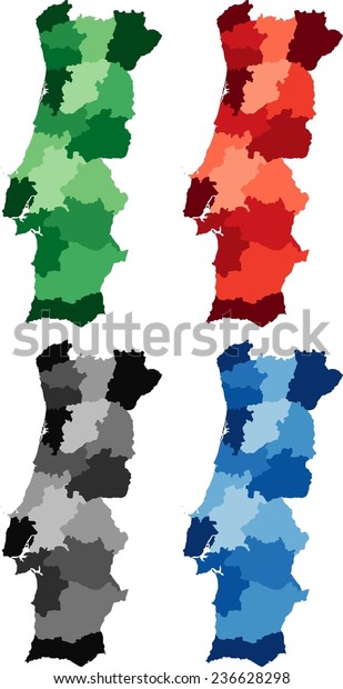 Highly Detailed Portugal Political Map Four Stock Vector Royalty Free Highly Detailed Portugal Political Map 600w 236628298