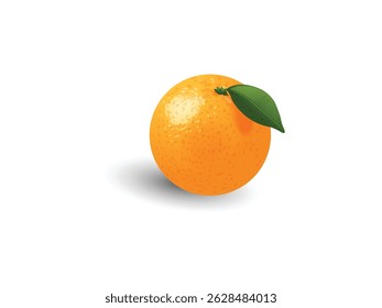 Highly detailed realistic 3D illustration of a fresh orange fruit with vibrant green leaves, ideal for food, nutrition, healthy living, and organic product promotions