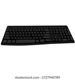 Ilustración vectorial realista altamente detallada del teclado del ordenador aislado en el fondo blanco. Ideal para proyectos de tecnología, diseño de oficinas, maquetas de interfaz de usuario, presentaciones y contenido digital.