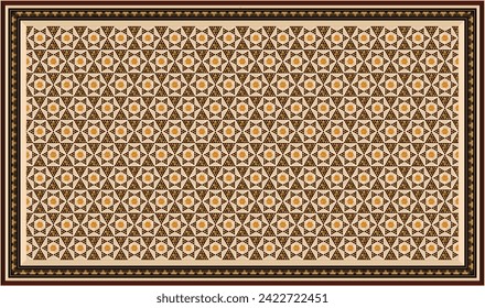 Highly Detailed Rectangular Tile With Highly Detailed Elements Of Oriental Marquetry Decorative Patterns