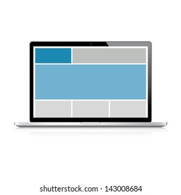 Highly detailed responsive laptop with responsive grid layout. Vector.