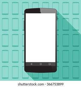 Highly detailed responsive smart phone mockup vector with light green background graphic file for graphic designs