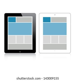 Highly detailed responsive tablet with responsive grid layout. Vector.