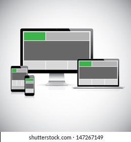 Highly Detailed Responsive Web Design Concept Vector