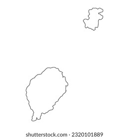 Highly detailed Sao Tome and Principe map with borders isolated on background
