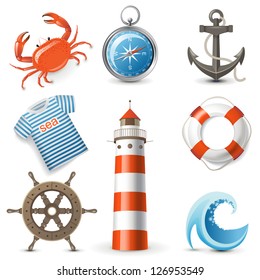 Highly detailed sea icons set