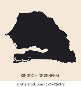 Highly detailed Senegal map with borders isolated on background