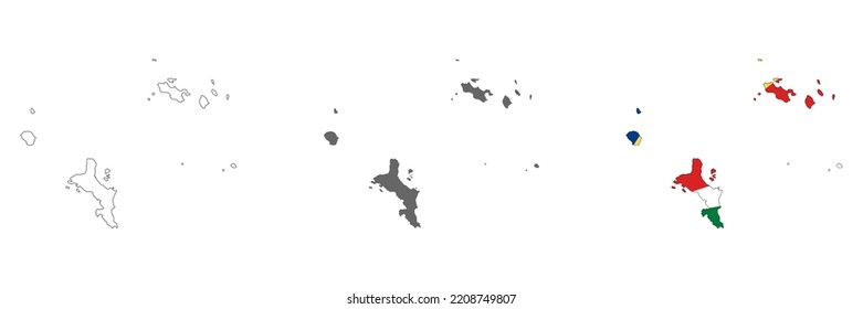 Mapa muy detallado de las Seychelles con fronteras aisladas en segundo plano