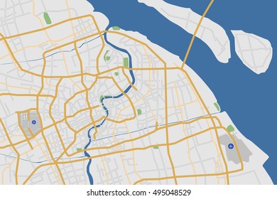 Highly Detailed Shanghai City Road Network Map 