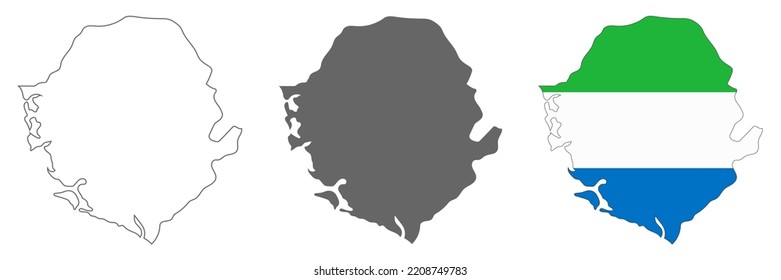 Mapa muy detallado de Sierra Leona con fronteras aisladas en segundo plano