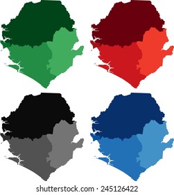 Highly Detailed Sierra Leone political map in four different color. Isolated, editable.