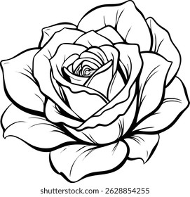 Highly detailed silhouette of a beautiful red rose in natural light with transparent design