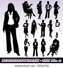 Highly Detailed Silhouettes of Businesswomen