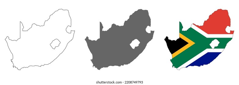 Highly detailed South Africa map with borders isolated on background