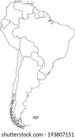 Highly Detailed South America Blind Map.