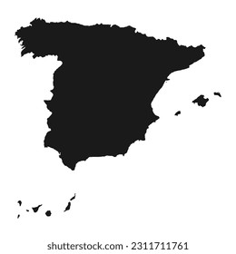 Highly detailed Spain map with borders isolated on background