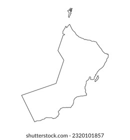 Highly detailed Sultanate of Oman map with borders isolated on background