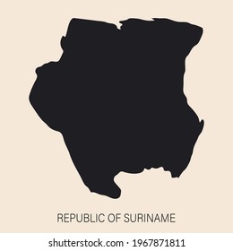 Mapa de suriname muy detallado con bordes aislados en segundo plano