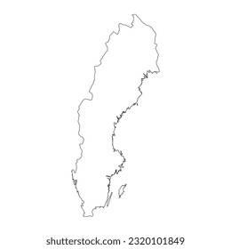 Highly detailed Sweden map with borders isolated on background