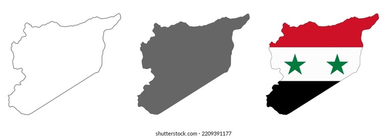 Highly detailed Syria map with borders isolated on background