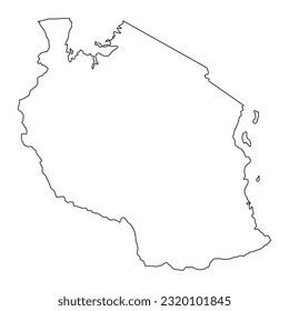 Highly detailed Tanzania map with borders isolated on background
