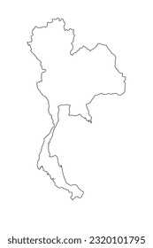 Highly detailed Thailand map with borders isolated on background