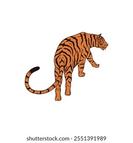 Highly Detailed Tiger Vector Art in a Flat Illustration Style, Ideal for Wildlife and Animal Lovers’ Projects