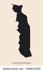 Highly detailed Togo map with borders isolated on background