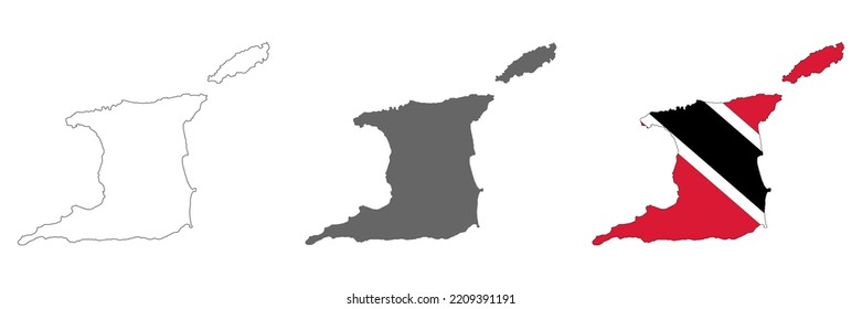 Highly detailed Trinidad and Tobago map with borders isolated on background