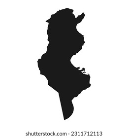 Highly detailed Tunisia map with borders isolated on background