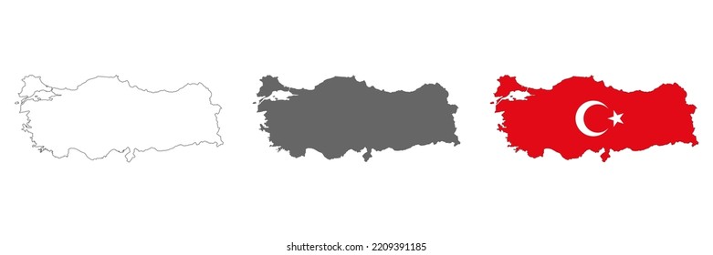 Highly detailed Turkey map with borders isolated on background