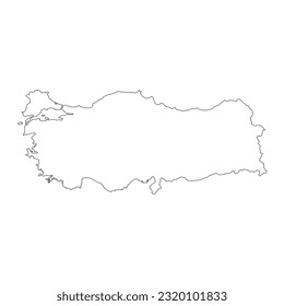 Highly detailed Turkey map with borders isolated on background
