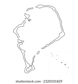Highly detailed Tuvalu map with borders isolated on background