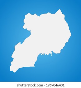 Mapa muy detallado de Uganda con fronteras aisladas en segundo plano