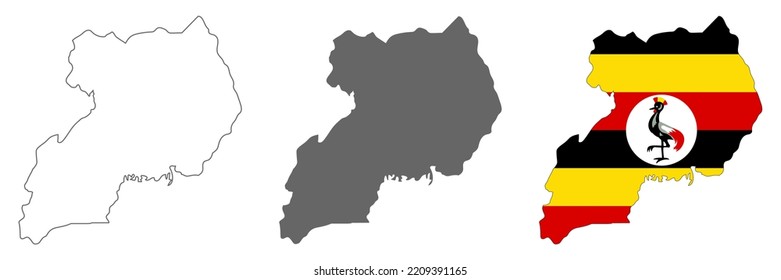 Highly detailed Uganda map with borders isolated on background
